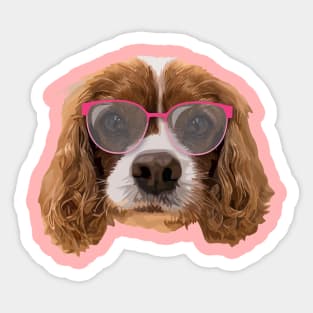 Dog with Pink Glasses Sticker